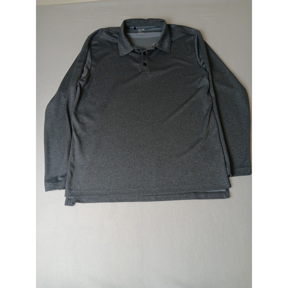 Adidas Golf Polo Shirt Mens Large Gray Long Sleeve Climalite Wicking Performance